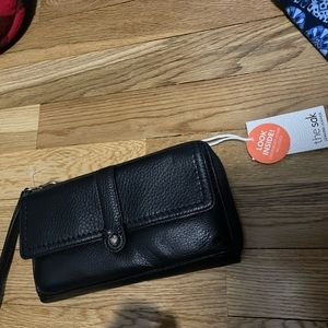 The Sak crossbody leather clutch/wallet from Macys.  NWT, black.